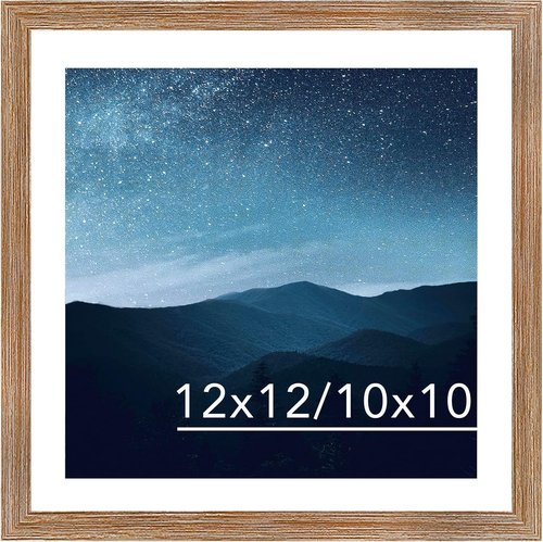 JCJMY Rustic Brown 12x12 Picture Frame - Display 10x10 Art or Photos | Wall Hanging with Plexiglass