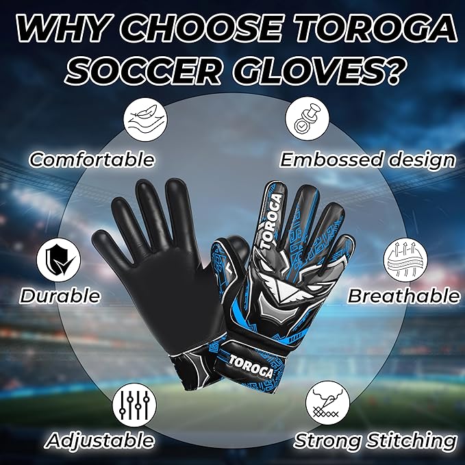 Goalkeeper Gloves for Kids & Youth – Soccer Goalie Gloves, Strong Latex Grip, Double Wrist Support & Breathable Mesh – Boys Football Gloves