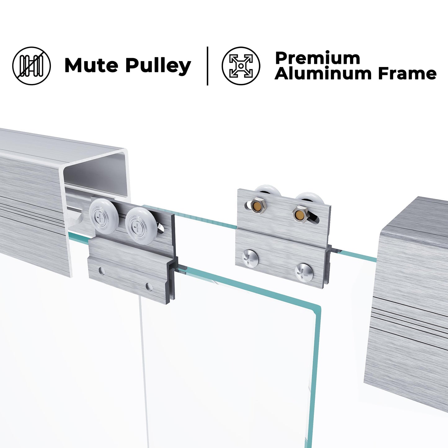 Carvmpin Glass Double Sliding Shower Door, 44-48" W X 72" H Semi-Frameless Shower Doors for Walk in Shower, with 1/4 Inch SGCC Clear Tempered Glass, Brushed Nickel