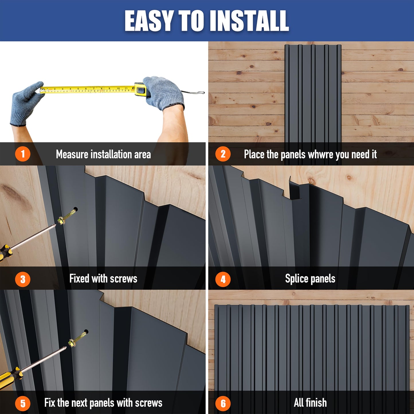 Brakki Metal Roofing Panels 20pcs 111 ft², L45.28"xW17.72" Grey Corrugated Galvanized Steel Roof Panels with Screw, Heavy Duty Metal Siding Suitable for Garages Chicken Coop Sheds Stables Patio