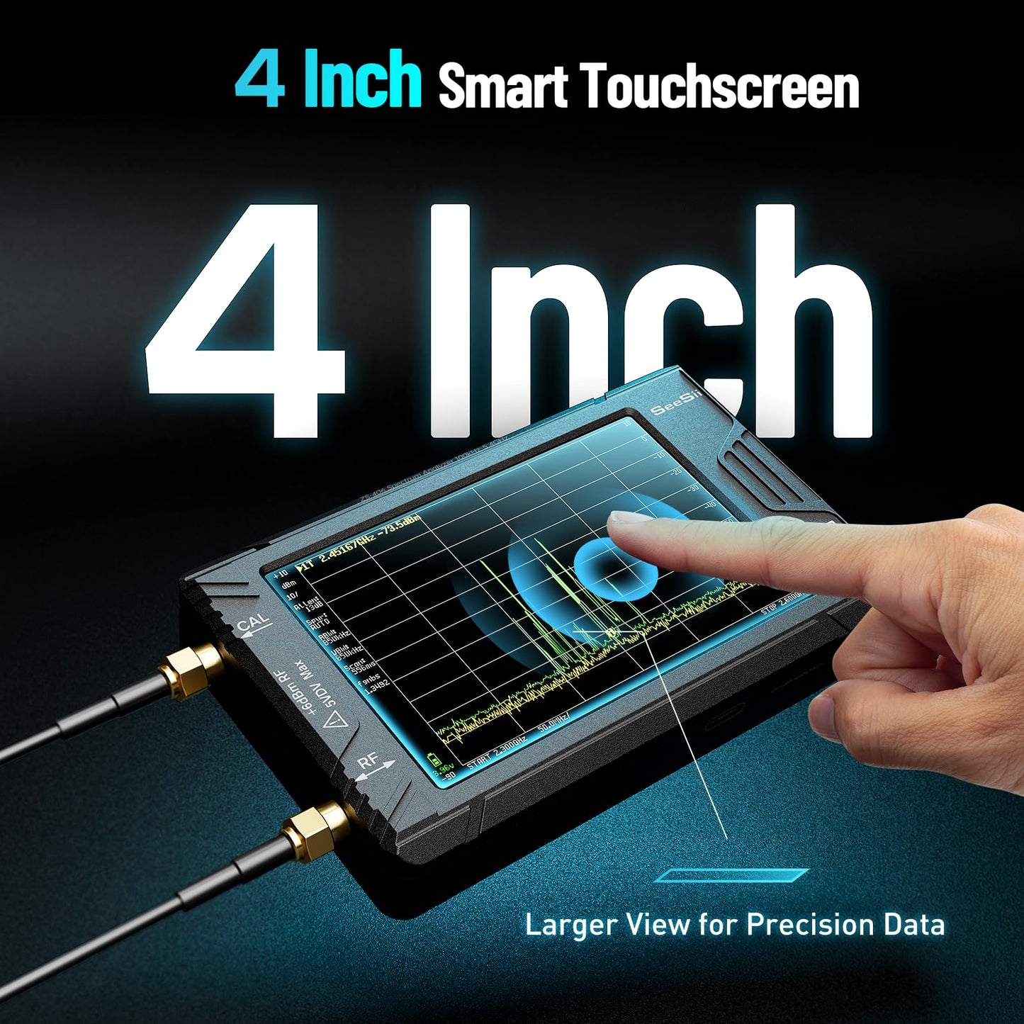 SeeSii TinySA Ultra+ ZS406 Spectrum Analyzer with 50W Attenuator, 4.0 Inch 100kHz to 5.4GHz Handheld Tiny Frequency Analyzer with 32Gb Card,100kHz to 800MHz MF/HF/VHF UHF Input, 2025 Upgraded