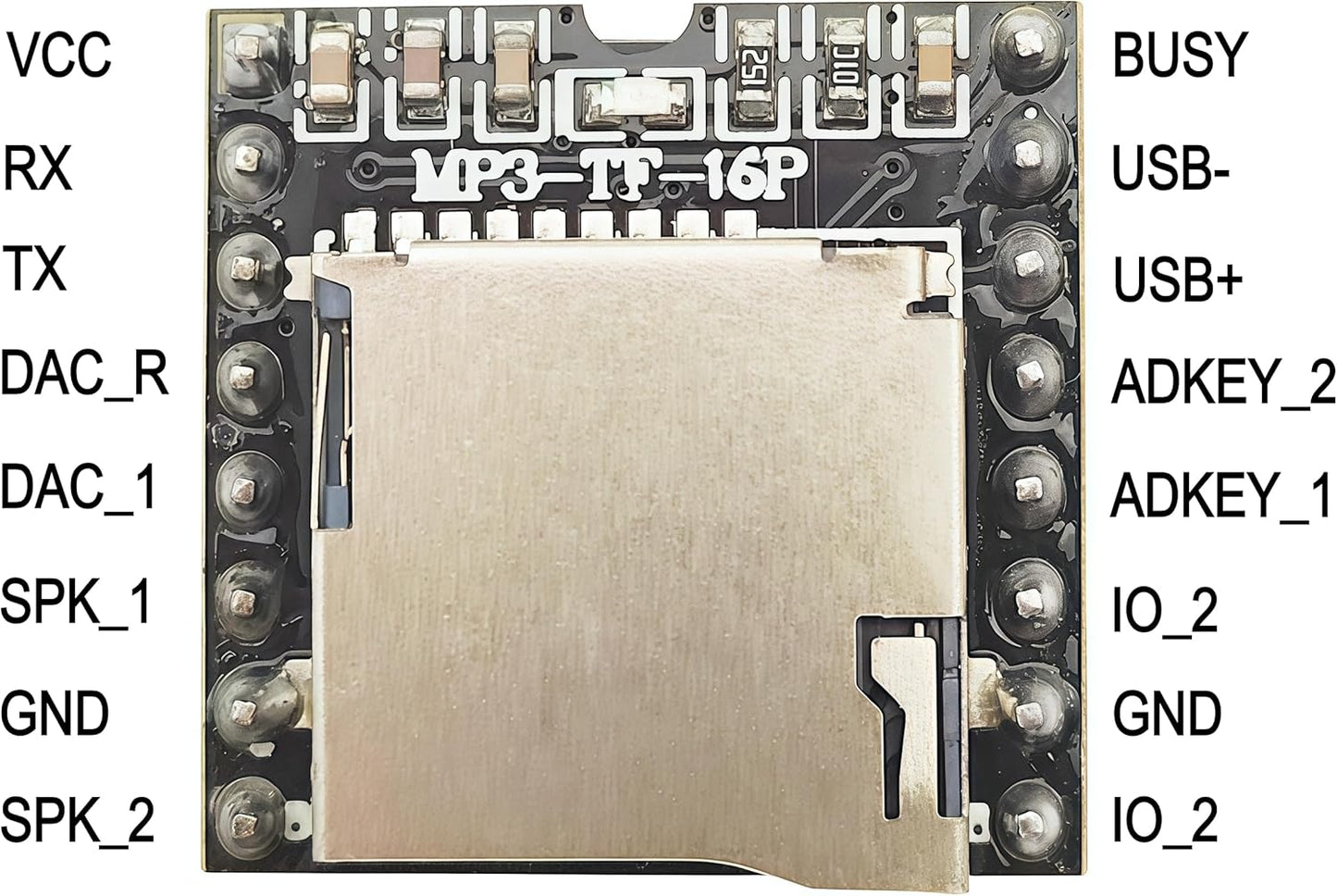 Yuuhseel 8PCS MP3 16P Mini Player Module Audio Voice Music Module Support TF Card Compatible with DFPlayer Code