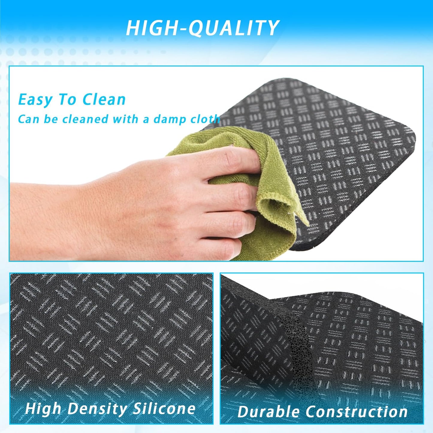 Anti-Slip Equipment Mats for Under Desk Pedal Exerciser 4 Pack 4" x 4" x 0.2" Double-Sided Silicone Pads Durable Floor Protectors for Elliptical Machines Leg Exercisers Treadmills