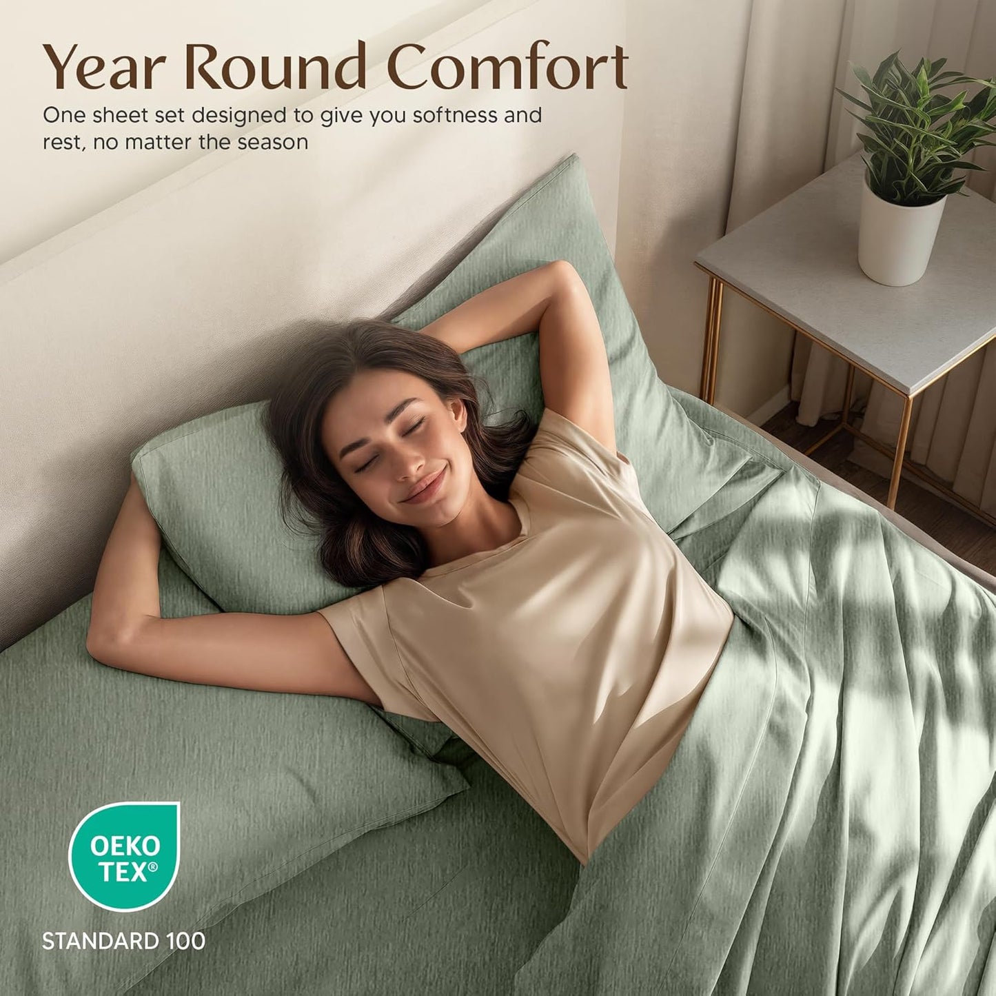 Utopia Bedding Queen Size Sheet Set - Soft, Breathable Microfiber - 4-Piece in Heather Sage