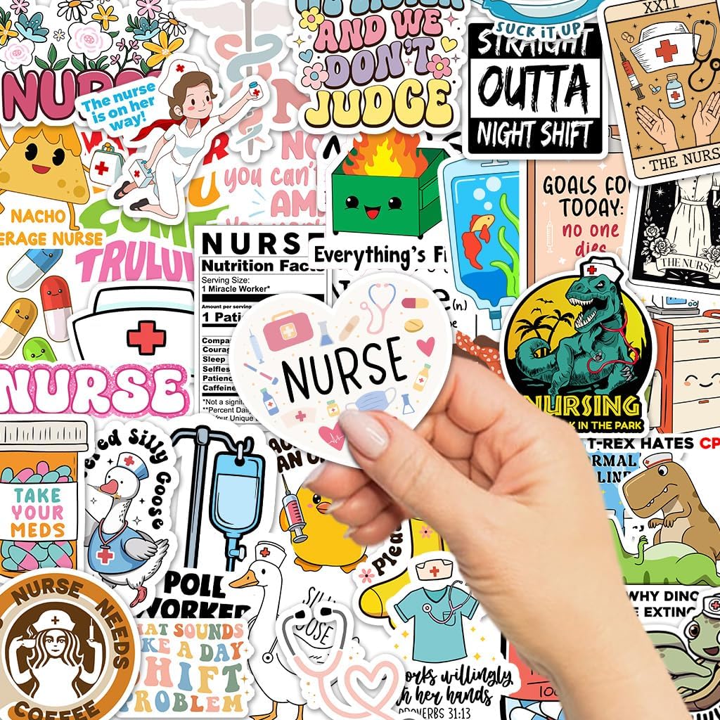 120Pcs Pack, Funny Nurse Stickers, Nursing Gift by Puraesla, Hilarious Sticker Medical Decals for Computer, Cups