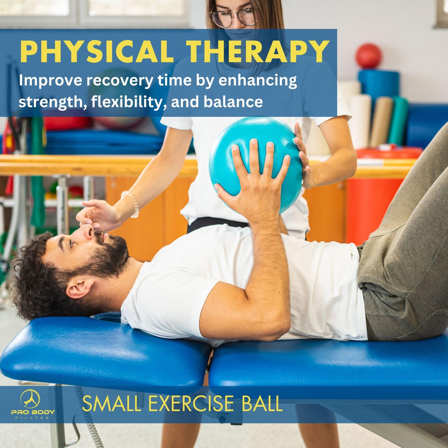ProBody Pilates Small Exercise Ball with Pump - 9 Inch Workout Ball for Stability, Barre, Yoga, Core & Physical Therapy, Home Gym & Office Use (Aqua)