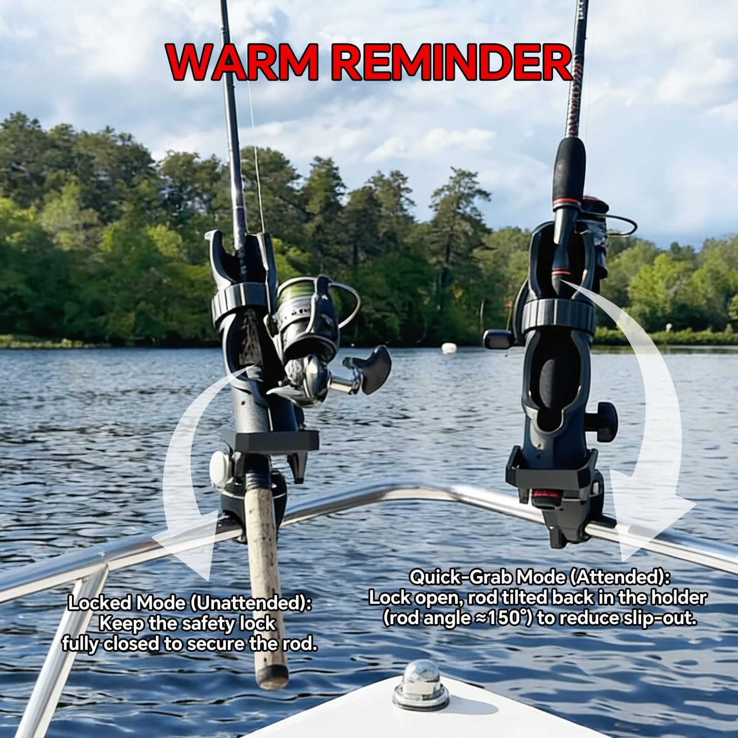 Hitorhike Fishing Rod Holder Universal Fit Kit with Mount Allows for 360-degree Adjustment Kayak Fishing Boat Rod Holder (Fishing Rod Holder x2+Rail Mount x2)