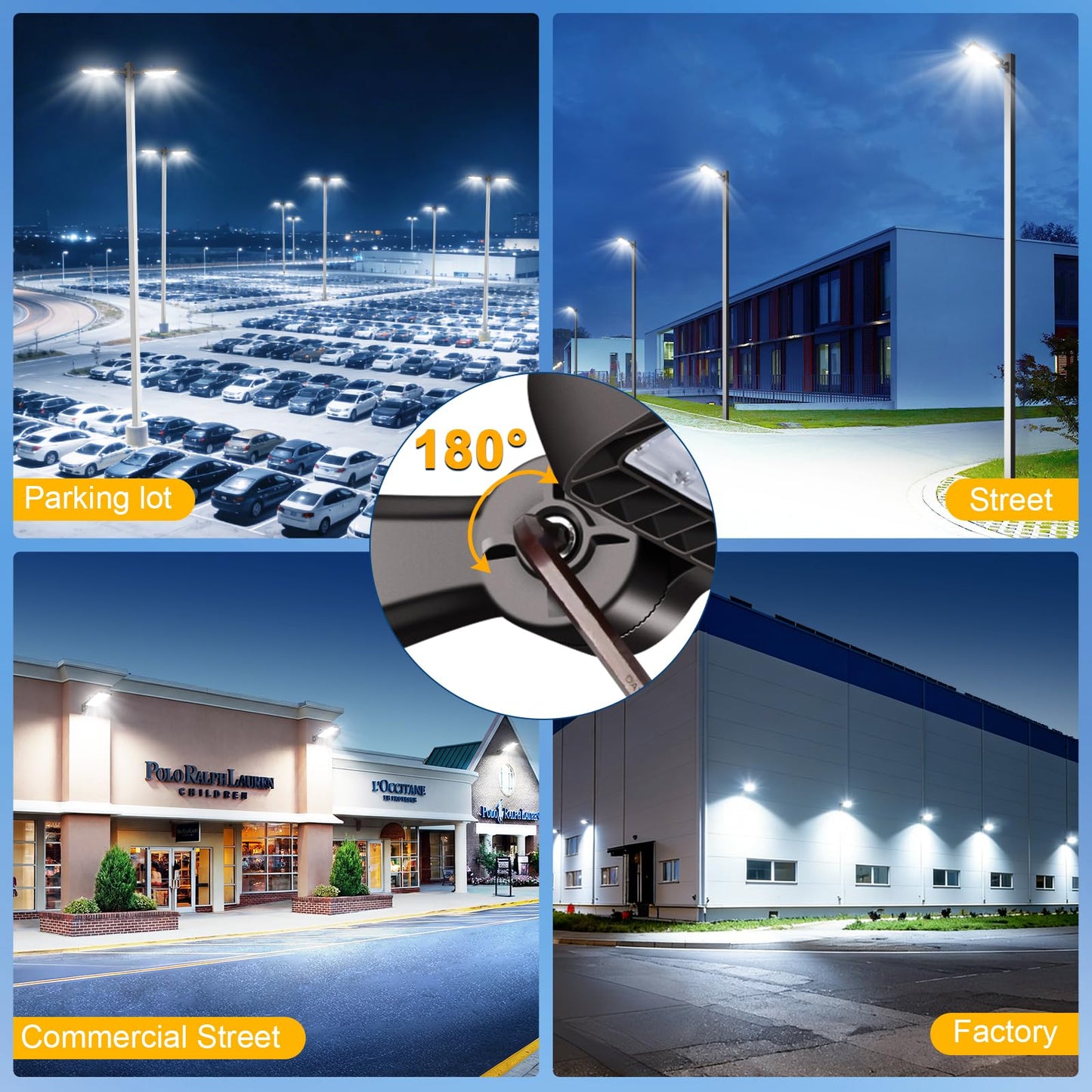 ledmo LED Parking Lot Lights,2 Pack 144000LM Total Professional 480W Super Bright Complete Large Area Lighting Kit,IP65 Waterproof Commercial Street Light with Dusk to Dawn Adjustable Wall Mount