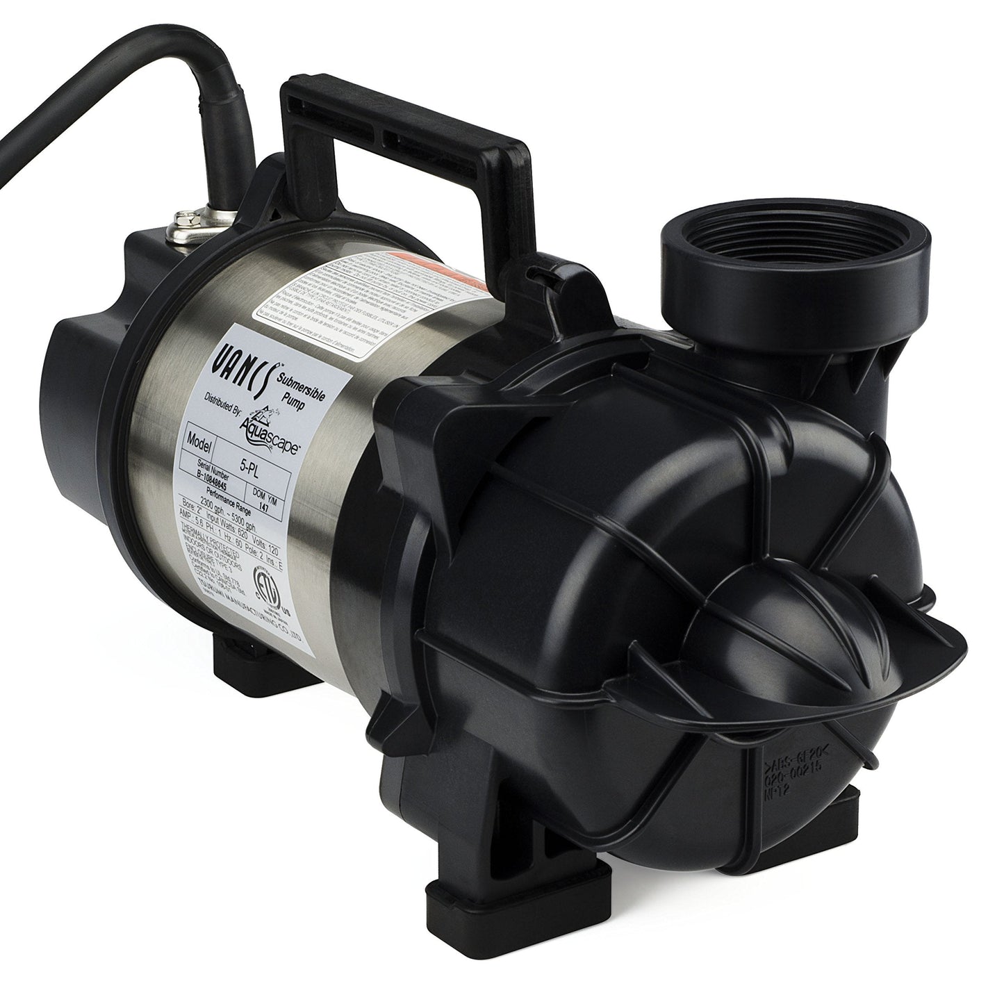 Aquascape 29976 Tsurumi 5PL Pump Solids Handling Skimmer and Pondless Waterfall Vault for Pond Water Feature Waterfall Garden, 5100 GPH 20 feet Cord 2 inch Discharge