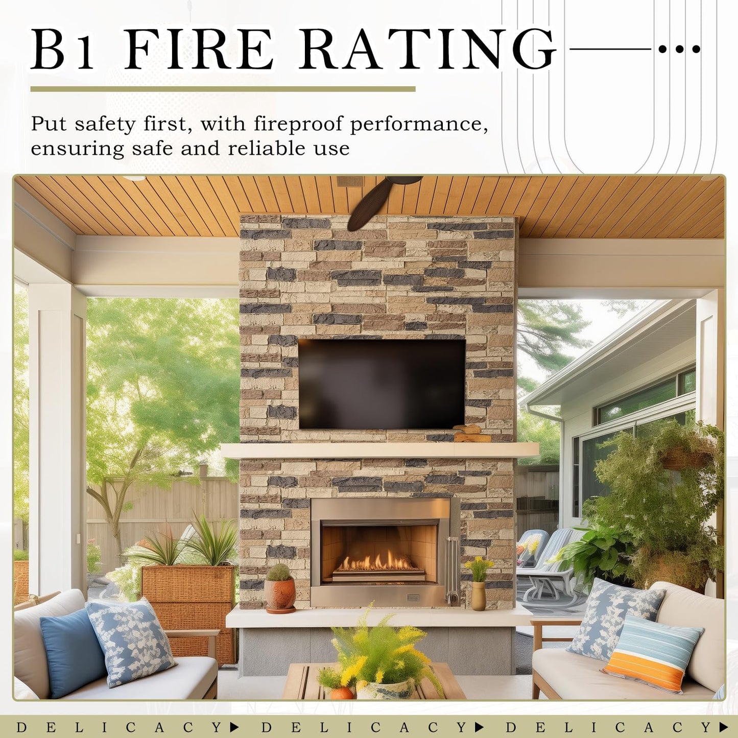 Maasechs 4 Pack Faux Stone Panels Interior 45.6''l x 11.8''h x 0.98''d Faux Siding Panels Exterior Artificial 3D Veneer for Wall Decor Outdoor Home Improvement Projects (PU,Light Brown)