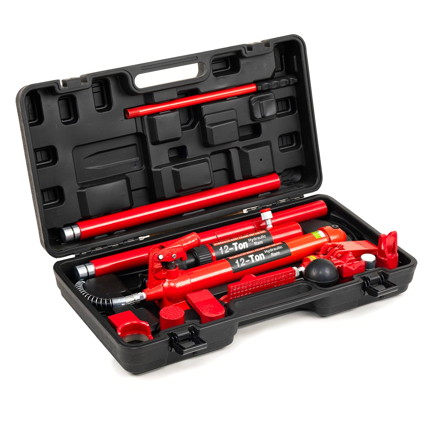 REDLOONG 6-20 Ton Porta Power Hydraulic Jack Kit, Heavy Duty Hydraulic Ram & Pump Set, Auto Body Frame Repair Tool with Extension Tubes for Car, Truck & Garage (tons, 12T)