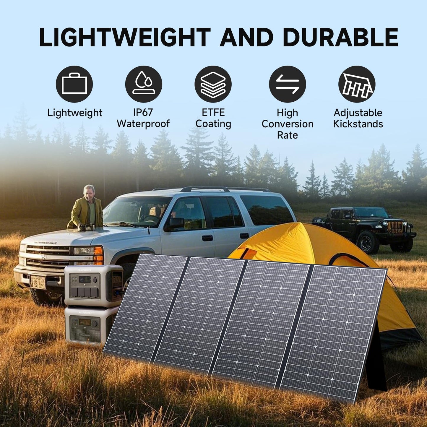 ALLPOWERS SP037 400W Portable Solar Panel, 23% Efficient IP66 Waterproof Foldable for RV Camping Home & 12V Systems, Compact Power Solution