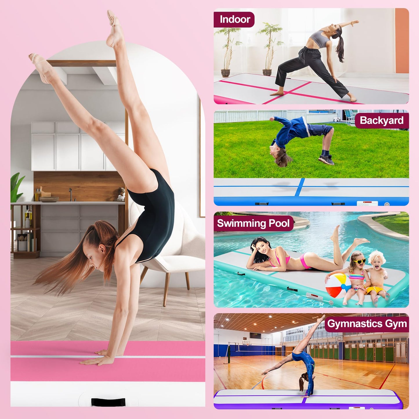 10FT Inflatable Air Gymnastics Mat Training Mats 4inches Thickness Inflatable Tumble Track for Home Use/Training/Yoga/Cheerleading/Water with Pump