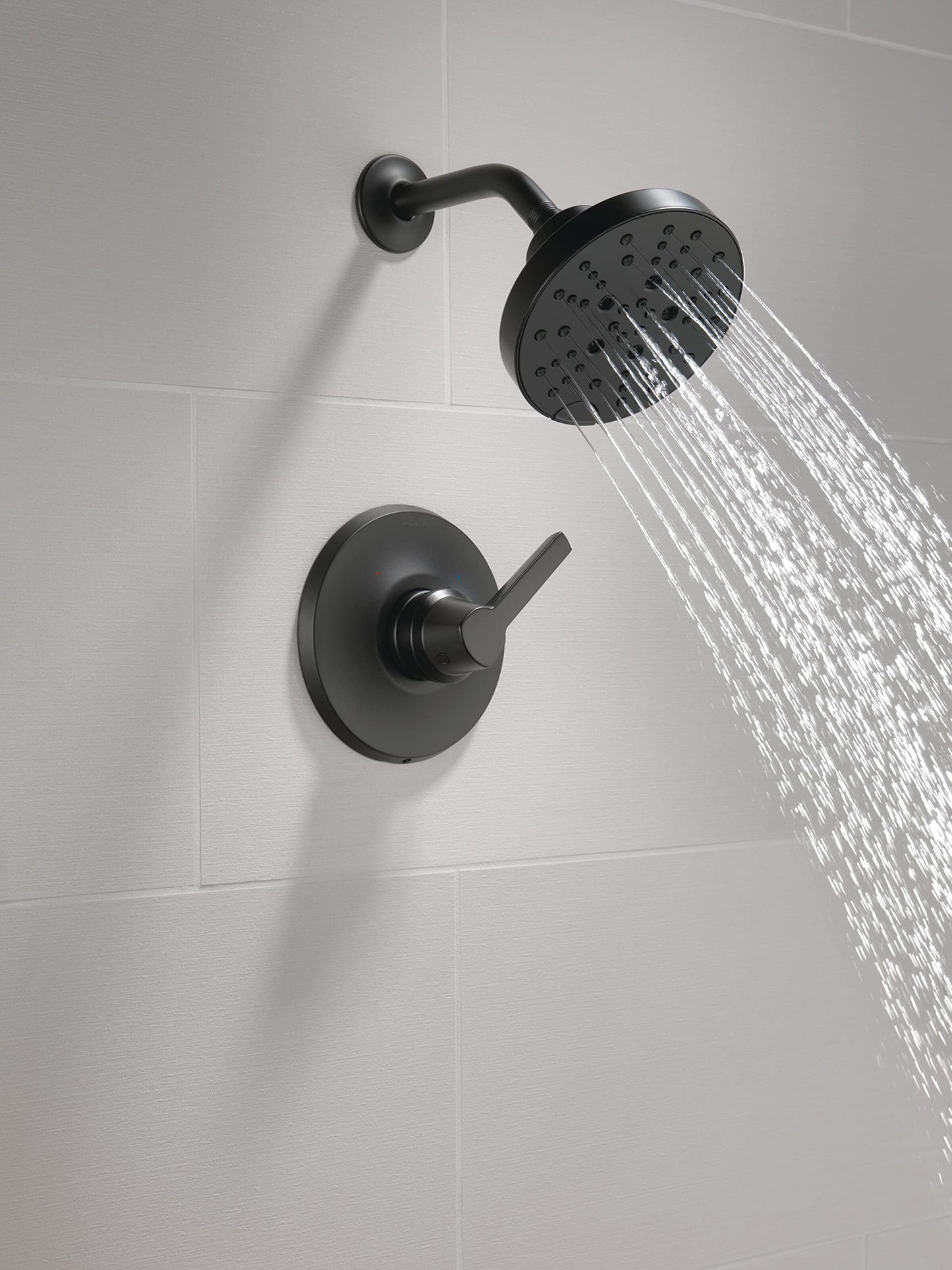 Delta Faucet Galeon Single Handle Matte Black Shower Faucet with H2Okinetic Shower Head, Black Shower Faucet Set, Matte Black Shower Trim Kit, Matte Black T14272-BL (Valve Not Included)