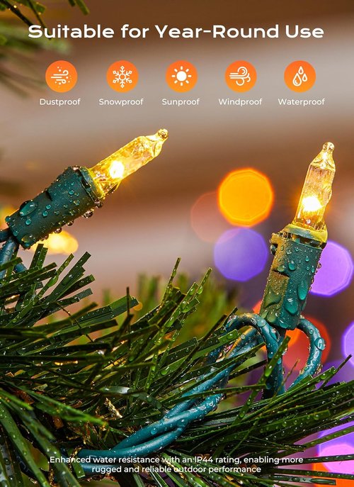Minetom LED Christmas String Lights - 50 Count, 16 Feet, White Indoor/Outdoor Decor for Weddings & Festivals