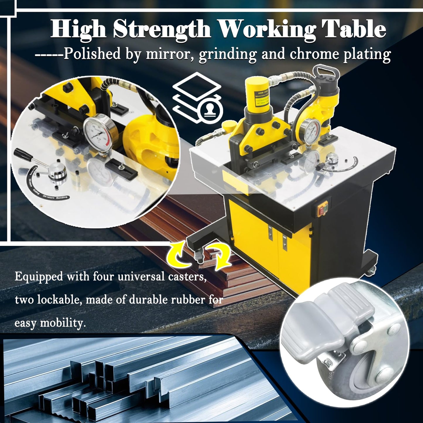 INTBUYING 3 in 1 Electric Hydraulic Busbar Processor Cutter/Bender/Hole Puncher 700bar for Copper & Aluminum Busbars, Industrial Grade Busbar Fabrication Tool with 6 Punching Dies 110V
