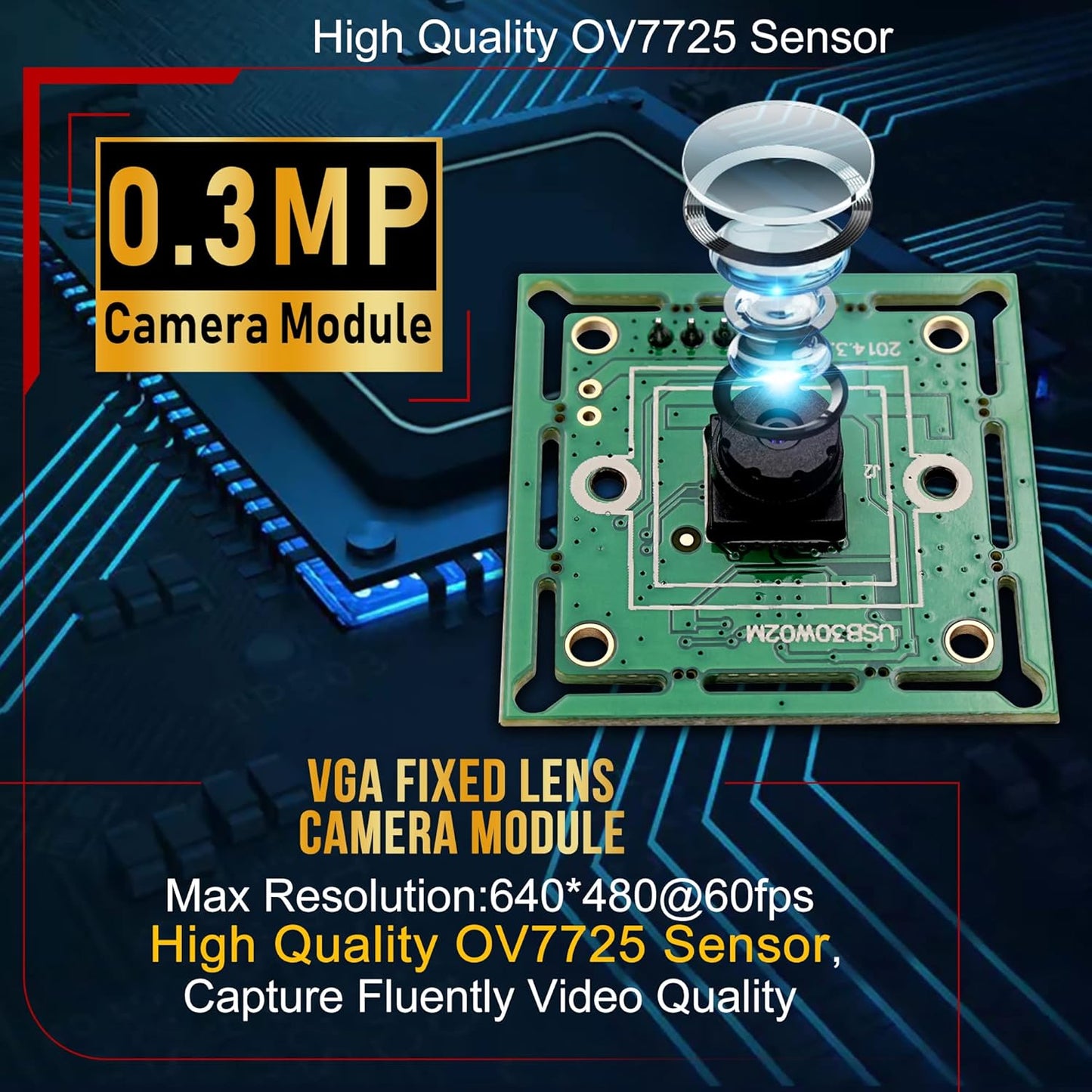 ELP 45degree 480P 60fps USB2.0 OV7725 VGA Super Mini USB Camera Module with Lens UVC Video Webcam Board Embedded