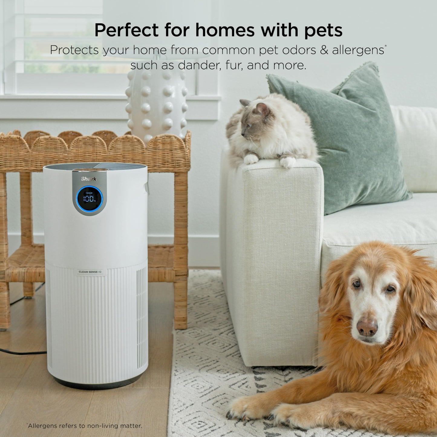 Shark HP232 Clean Sense Air Purifier MAX with Odor Neutralizer Technology, Allergies, HEPA Filter, 1200 Sq Ft, XL Room, Whole Home, Captures 99.98% of Particles, Allergens, Smells & More, Grey