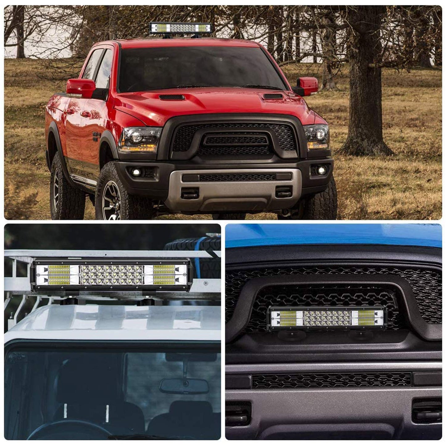 LEMIL LED Light Bar 18'' 252W Magnetic Light Triple Row Lights Cigarette Lighter Plug Flood Spot Combo Beam 12V Work Light High Power Wire Harness Kit Fog Driving Light Offroad Truck 4x4 Pickup ATV