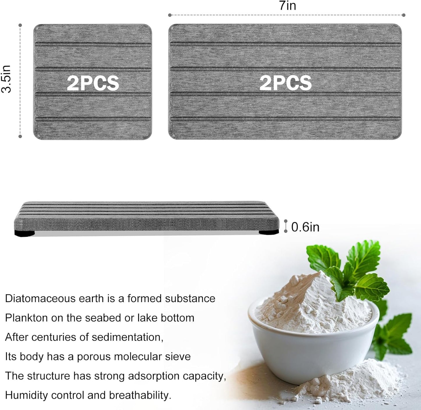 Skiennix Stone Drying Tray - Fast Drying Diatomite Soap Tray for Bathroom & Kitchen | 4PCS Set
