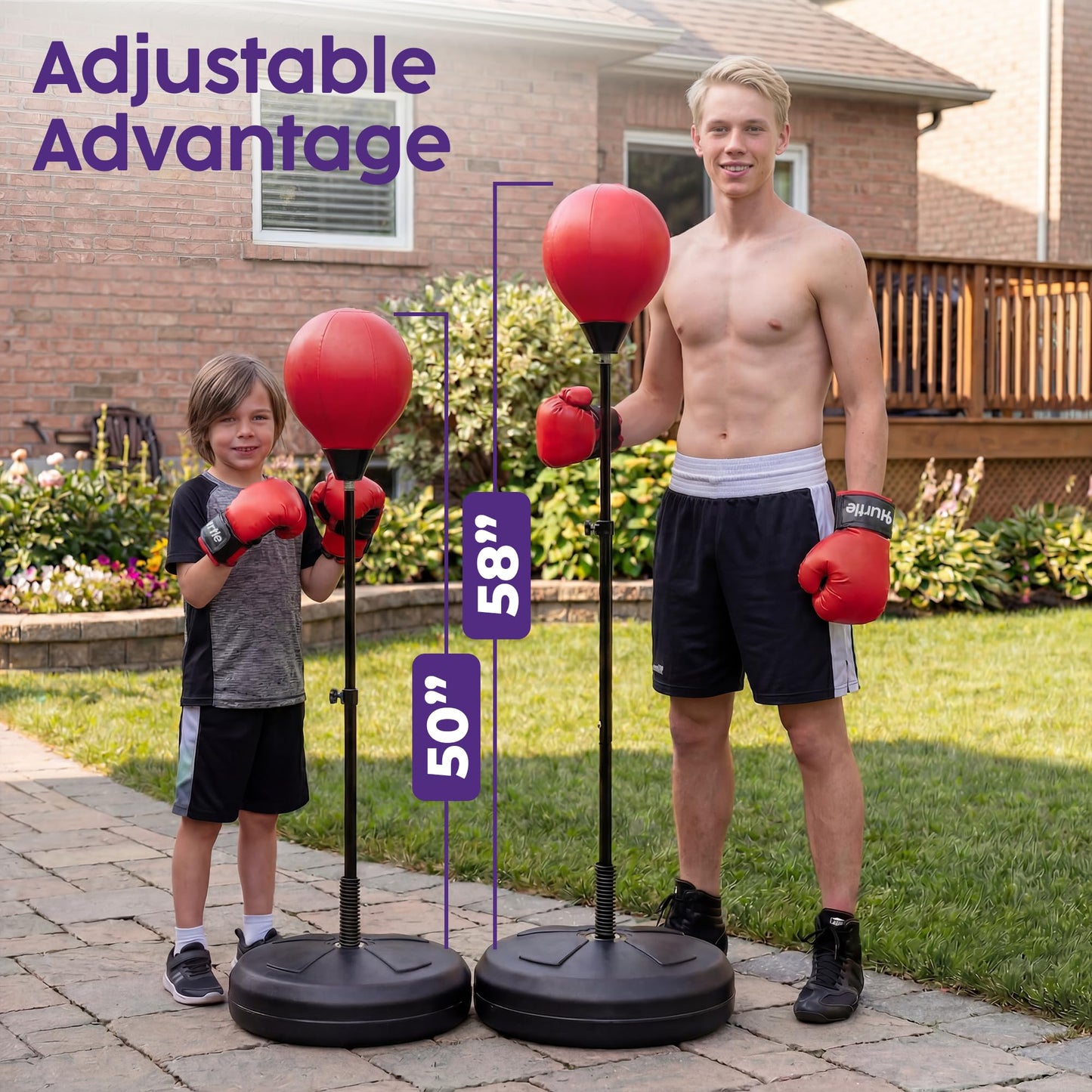 Punching Bag with Stand for Adults and Teens, Adjustable Boxing Bag with Permium Gloves, Freestanding Reflex Bag Training Equipment for Home Workout Fitness and Stress Relief