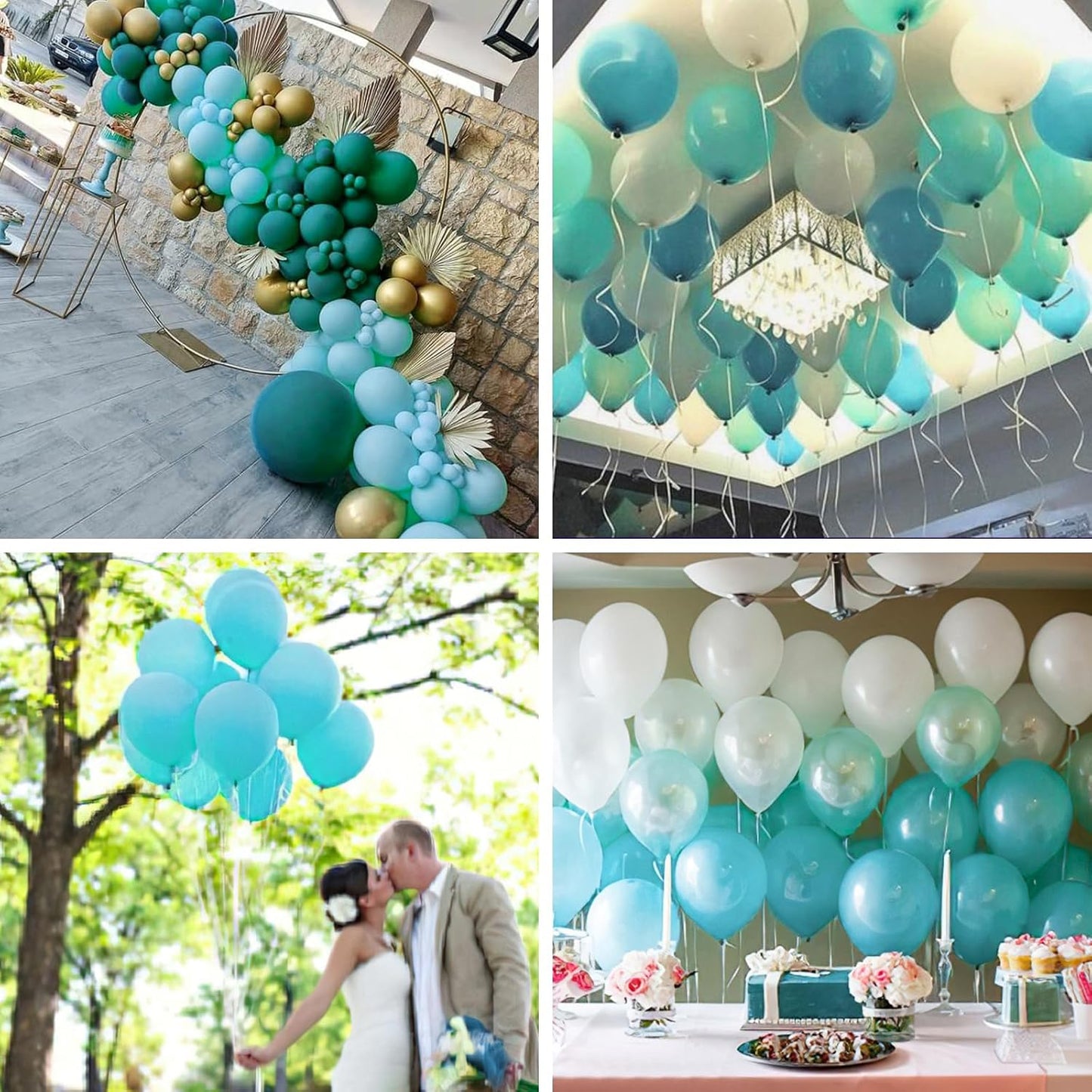 PartyWoo Teal Balloon Arch Kit - 100-Piece Set with 18, 12, 10, & 5-Inch Balloons for Baby Showers, Gender Reveals, & Birthday Parties