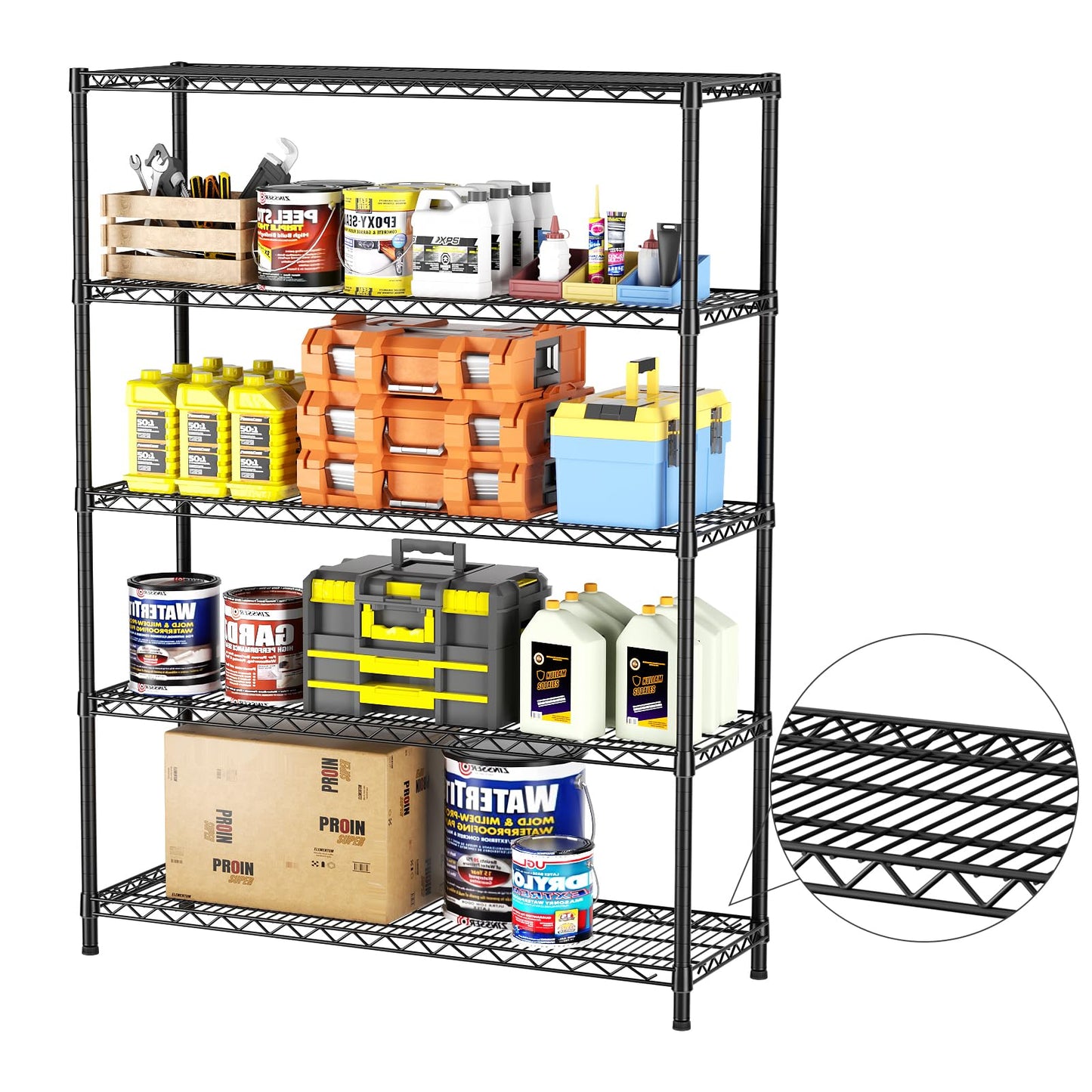 SINGAYE Shelf Closet Wire Shelving：Adjustable Metal Unit for Laundry Room Organization Bathroom Kitchen Home Garage Storage Pantry Rack Shelves