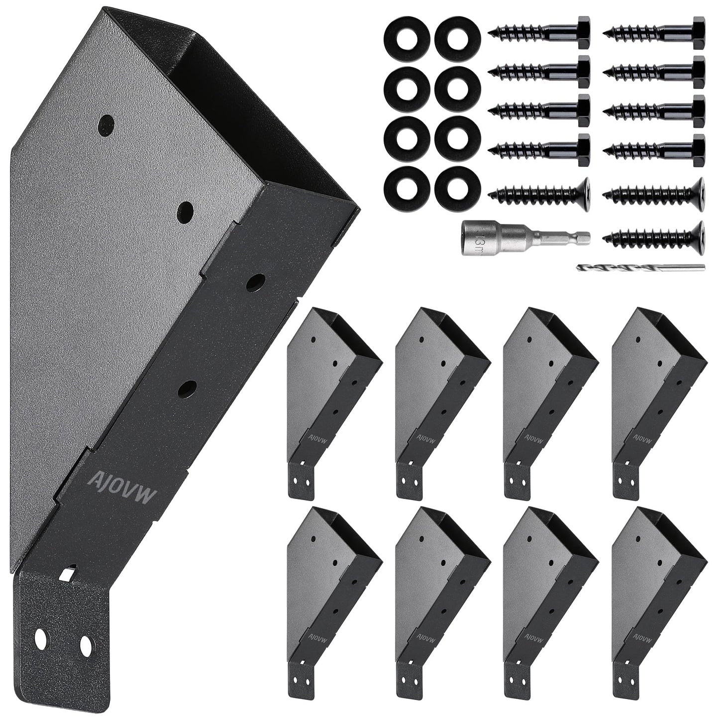 AJOVW-8 PCE 45 Degree Angle Support Bracket for 2‘’x4‘’ Supporting Wooden Posts (Actual Size: 1.5‘’x3.5‘’) for Gazebos, Garages, Decks, Stables, Sheds, Patio and DIY Basketball Frame Scenes