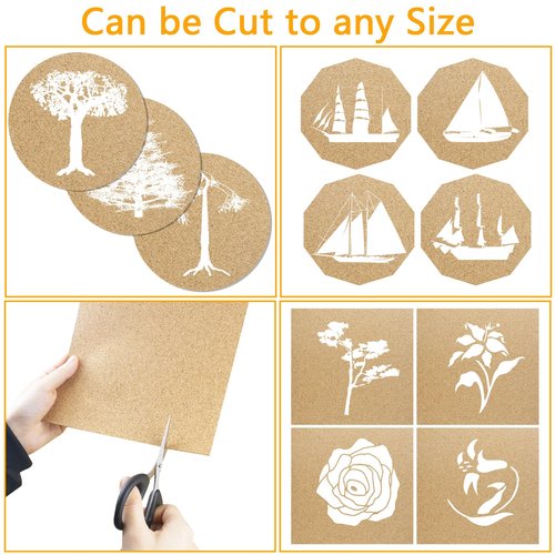 10 PCS Self-Adhesive Cork Sheets, 0.03 Inches Thick Small Board Roll Tiles Fabric Corks for Coasters, Wall, Wedding Party, DIY Crafts Decorations (11.69×8.26 Inches) (11.8x8.26 in)