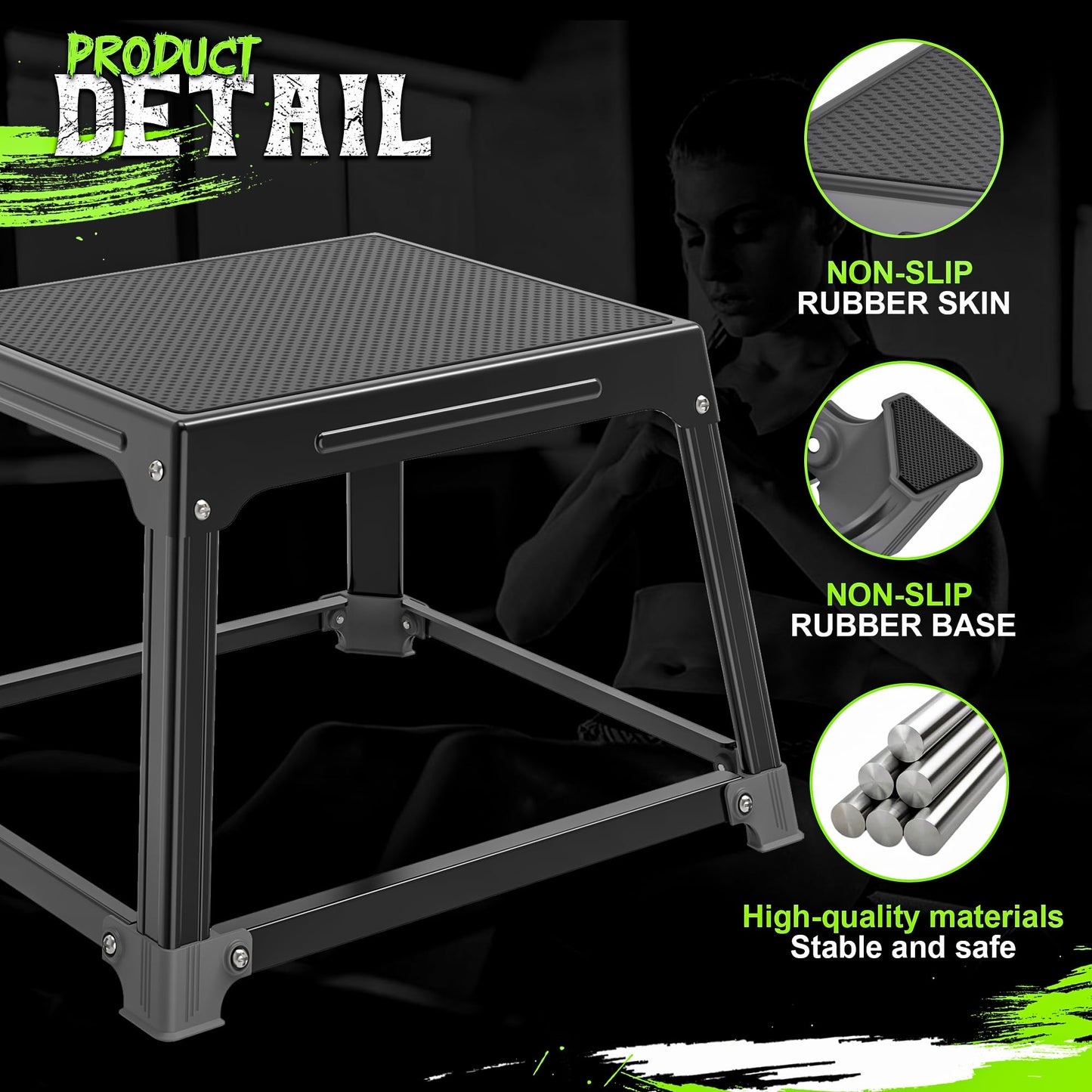 Metal Plyometric Jumping Box 12 Inch with 17 * 13 Inch Surface Steel Plyo Box Home Gym Jump Trainer for Fitness Exercise Agility Stamina Conditioning Strength Training