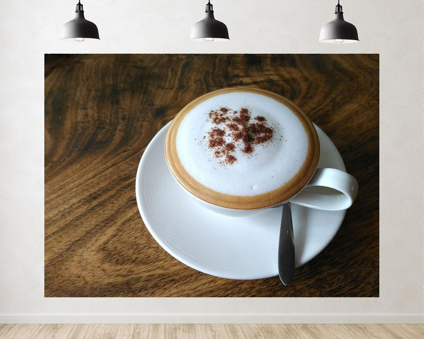 TryKid 10x8ft Cozy Cappuccino Coffee Backdrop Creamy Foam Cocoa Dusting Wooden Table Surface Photography Background