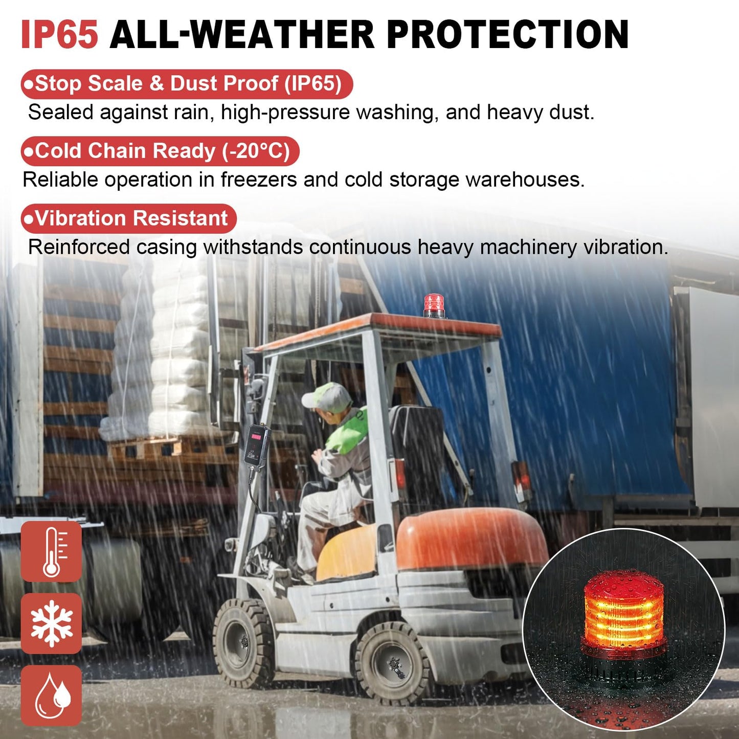 eTzone Forklift Overspeed Alarm System with 3-Level Speed Alert, 115dB Siren Warning Light, Admin-Only Remote, IP65 Waterproof for Warehouse Industrial Safety, DC 12-48V