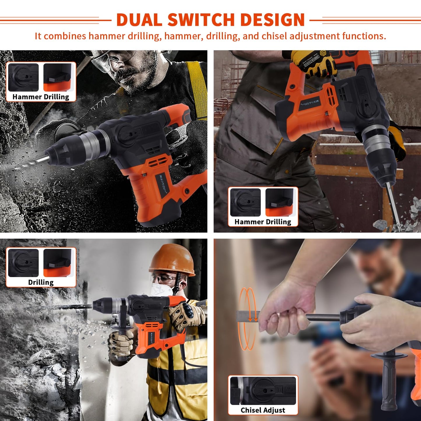 Demolition Jack Hammer for Concrete with SDS-Max Shank Bits Chisel-4-1/3 x18