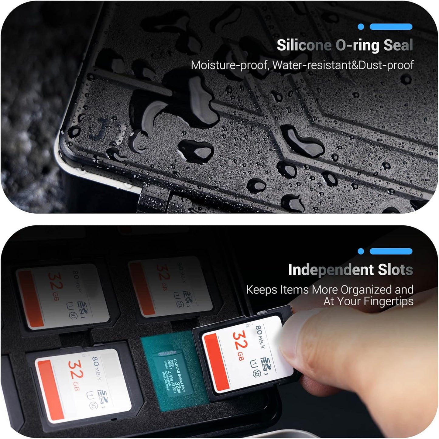 JJC 53 18 8 9 18 Slots USB and SD Card Case for Flash Mini Driver SD and TF Card, USB Drive Case Hard, Shockproof
