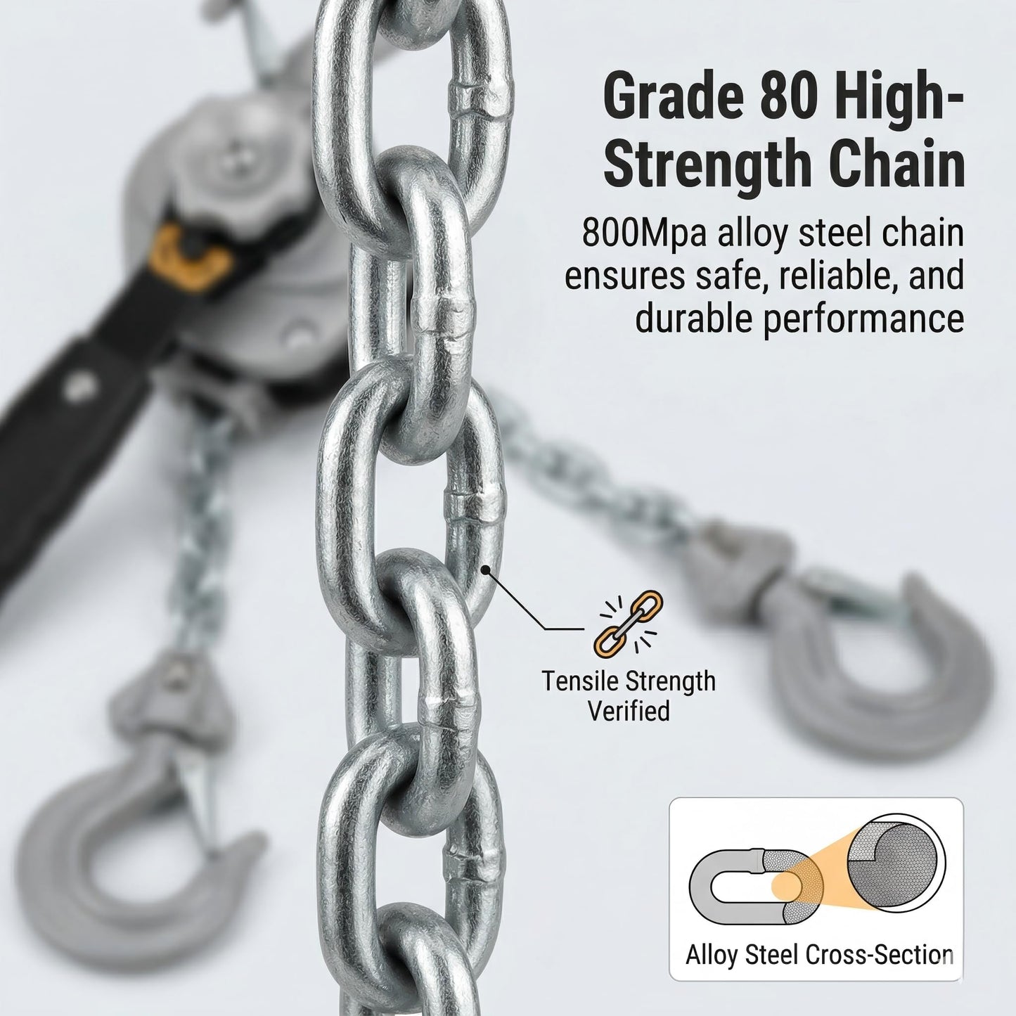 Guiyint Mini‑Puller Lever Hoist, 1/2 Ton (1100 lbs) Capacity with 10 ft Lift, Compact & Lightweight Chain Hoist, Industrial Grade for Construction, Garage & Rigging