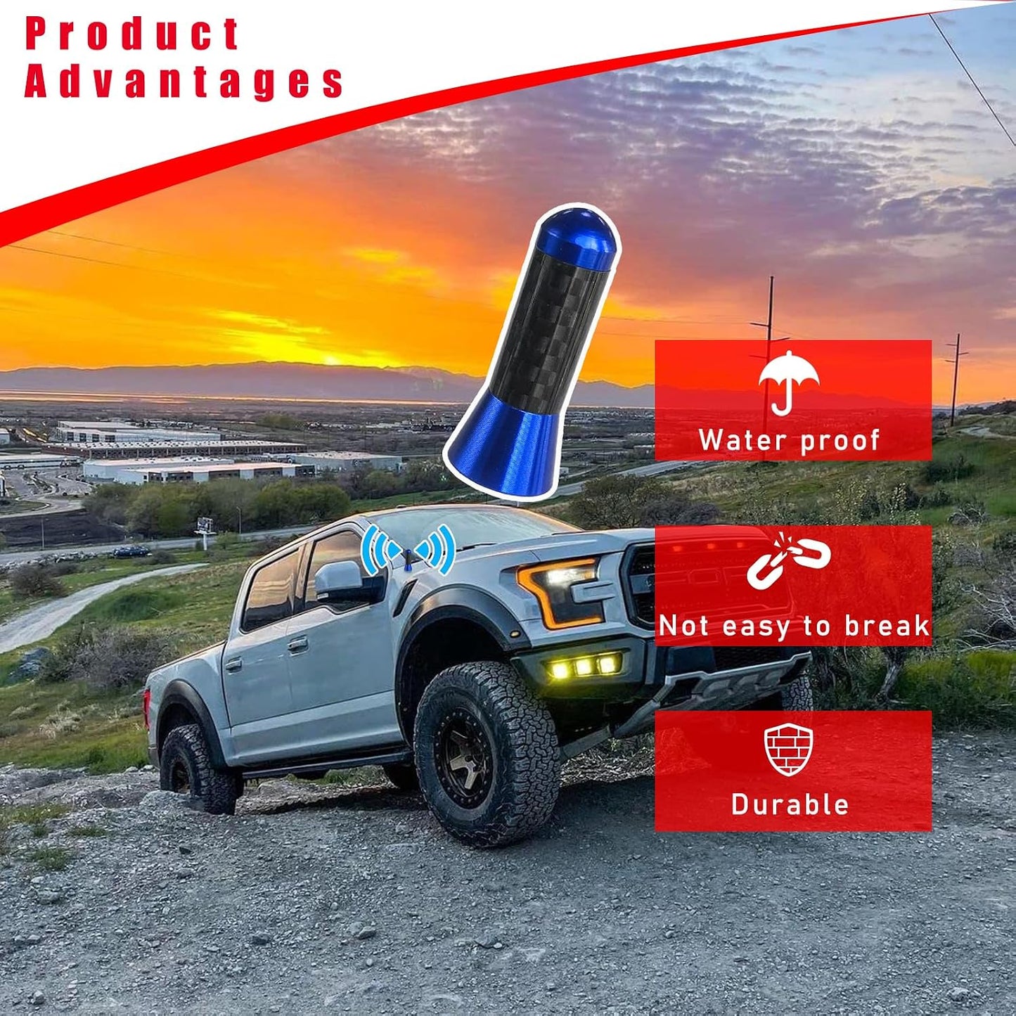 Augeny (1.37", Car Short Antenna, Carbon Fiber Antenna Replacement with Screws for AM/FM Radio Reception, Car