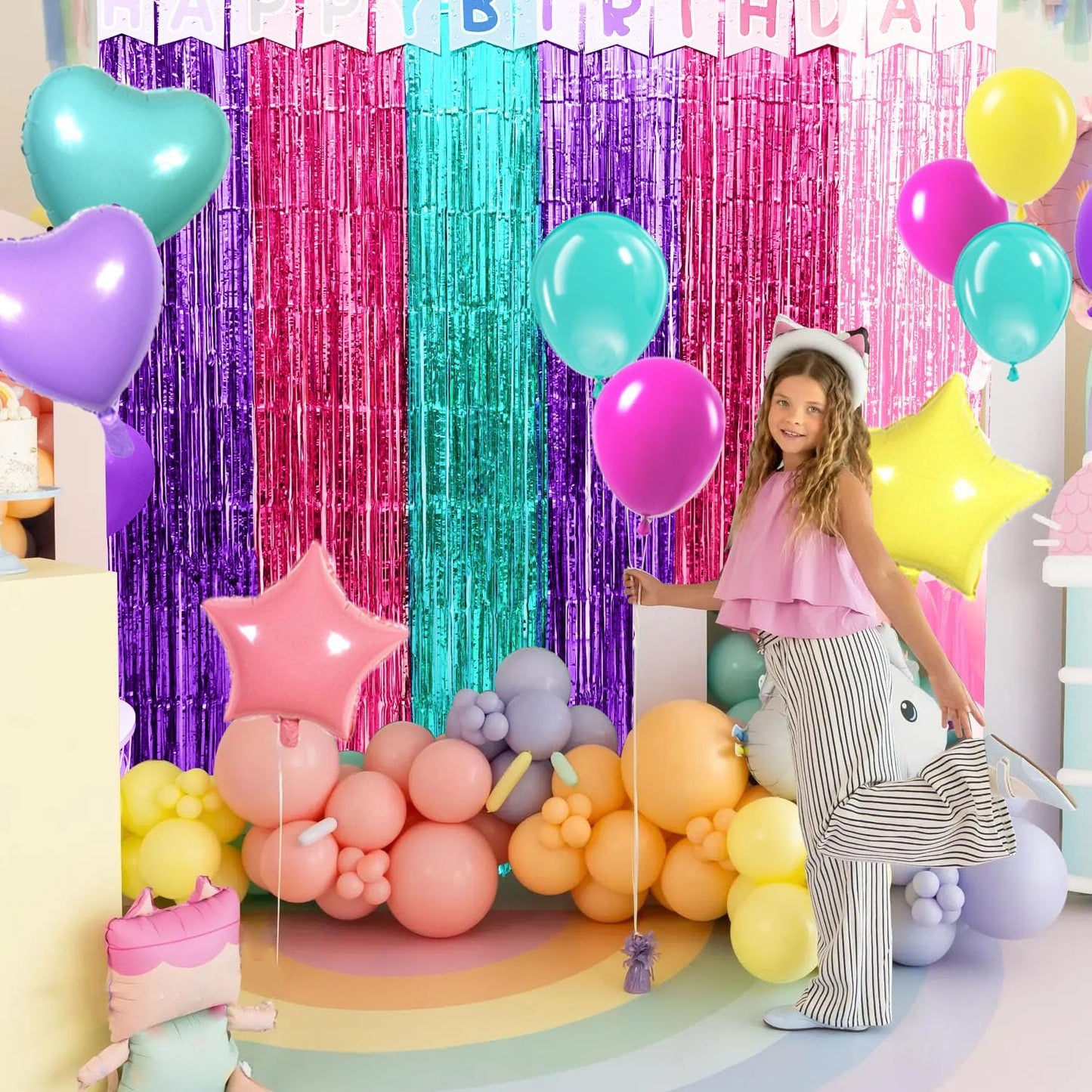 Satankya 2 Pack 24pcs 1pcs Cute Dollhouse Birthday Decorations, Including Dollhouse Party Streamers, Doll House