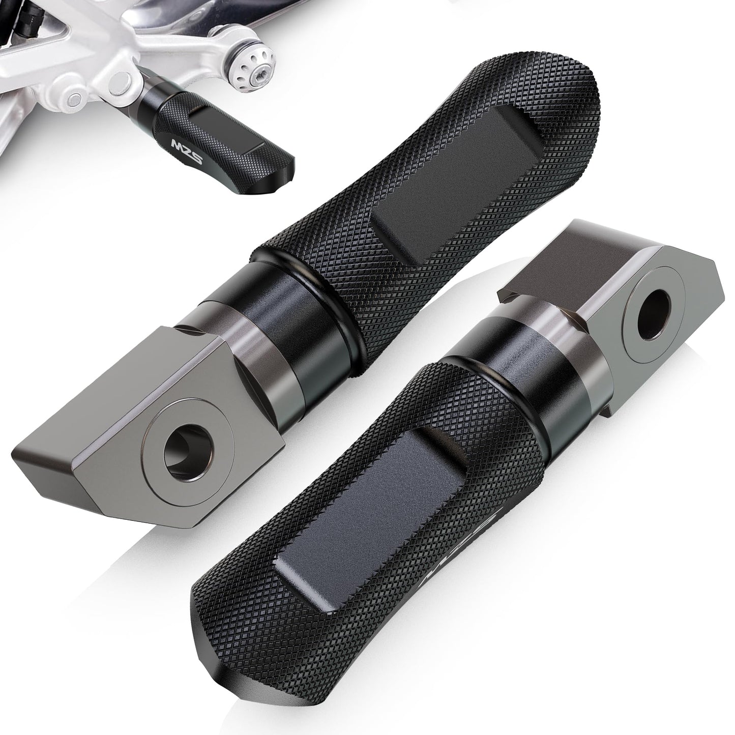 MZS Motorcycle Rear Foot Pegs Compatible with CBR600RR CB1000R 03-26 / CBR1000RR 04-16 / CBR600F F4I RVT1000R RC51 CBR954RR CBR929RR 00-06, Adjustable Sport Footpegs Passenger Footrest CNC Black