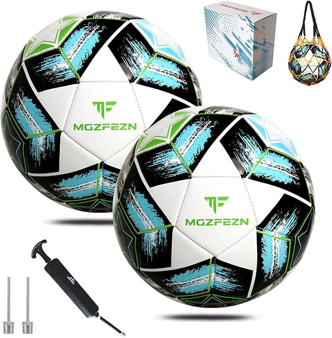 Youth Soccer Ball Size 4, Kids Outdoor Play Game Training Practice Soccer Ball for Teen Boy Girl Indoor Outdoor with 1 Pump 1 Net Bag and 1 Gift Box