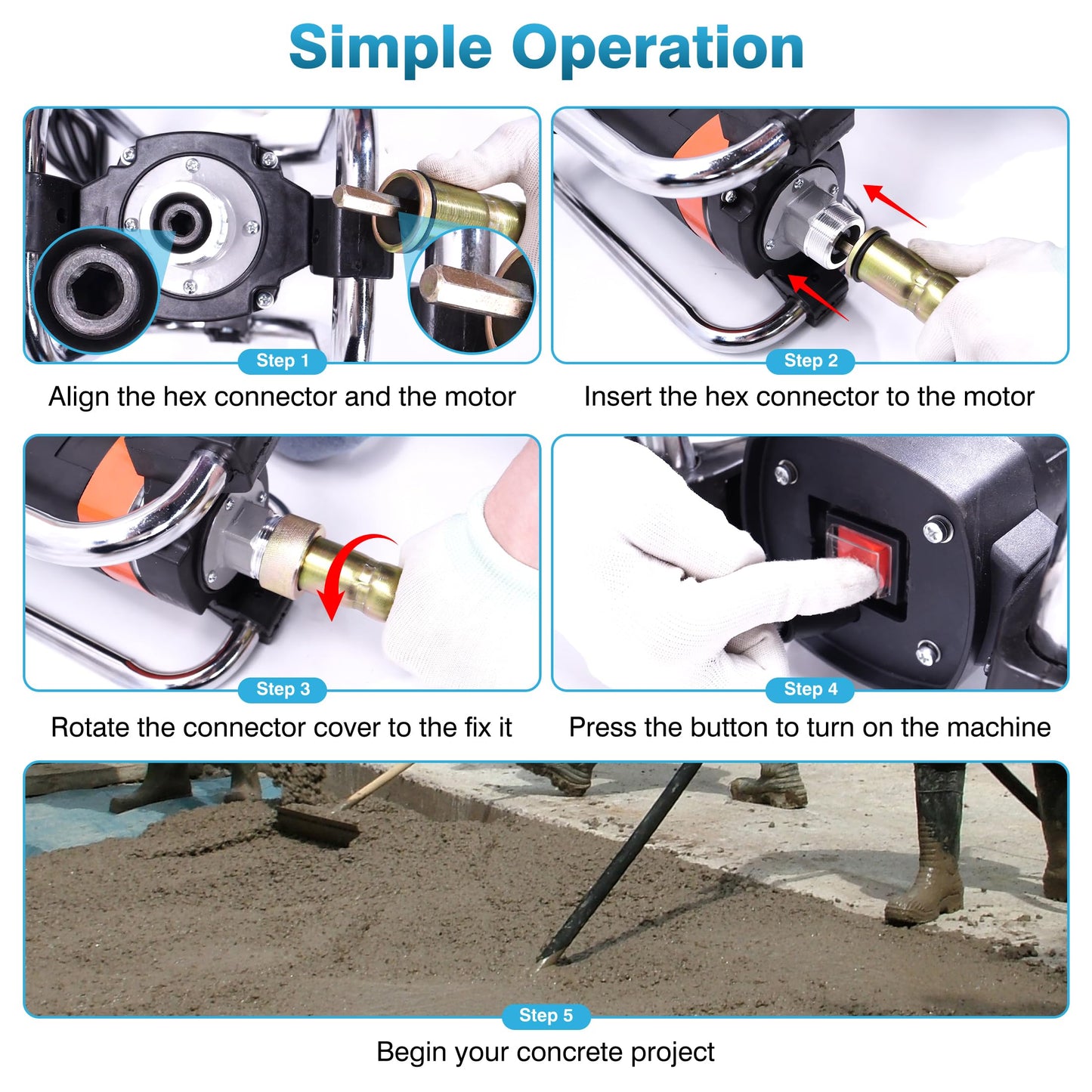 IRONWALLS Power Concrete Vibrators Hand Held, 1500W 18,000RPM 2HP Portable Electric Concrete Vibrator Construction Insertion Vibrator with 14-3/4ft Flexible Shaft, Commercial Concrete Tools