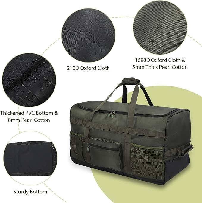 REDCAMP 85L/120L/140L Foldable Duffle Bag with Wheels, Large Travel Duffel Bag