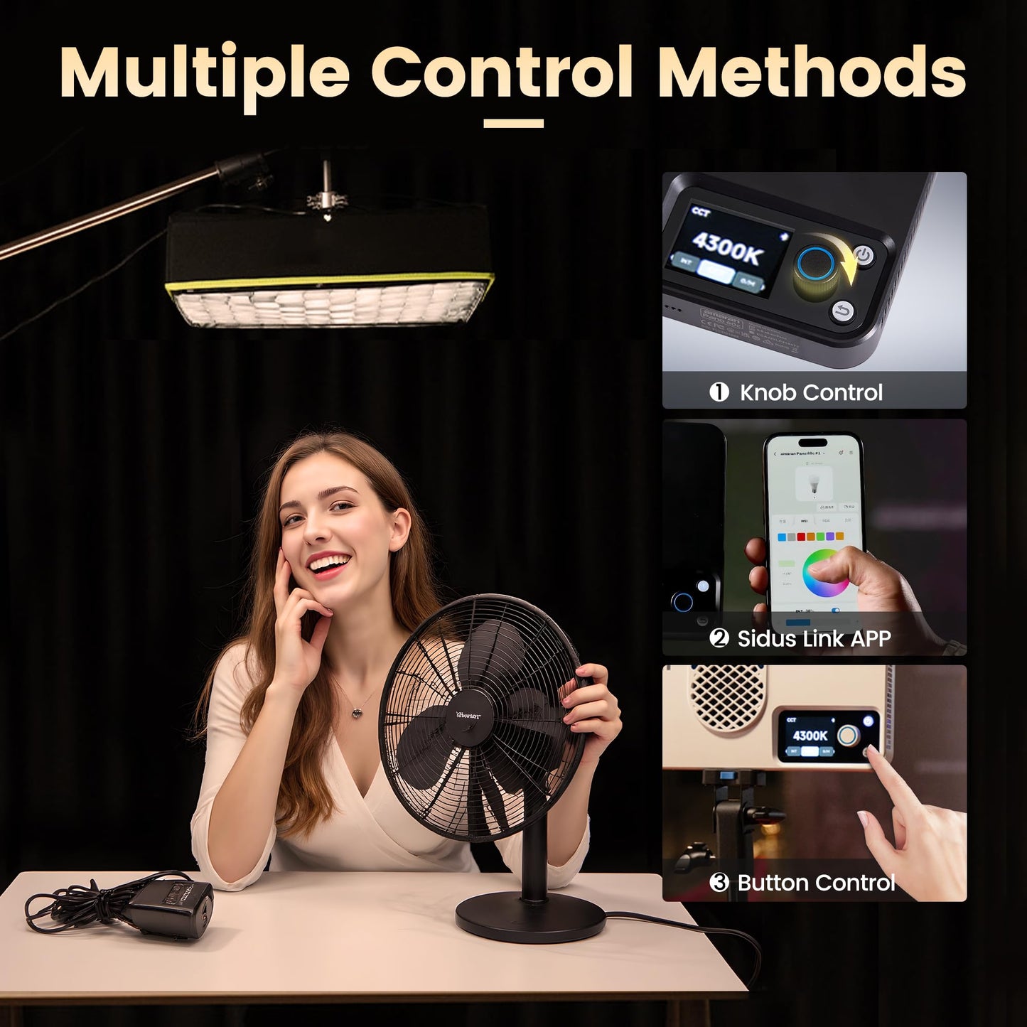 Amaran Pano 60c Kit Led Video Panel Light 60W RGBWW Full Color Lights,CCT 2,300K-10,000K,12 Lighting Efects,App Control,Support USB-C PD,with Softboxes and Carrying Case (Charcoal)