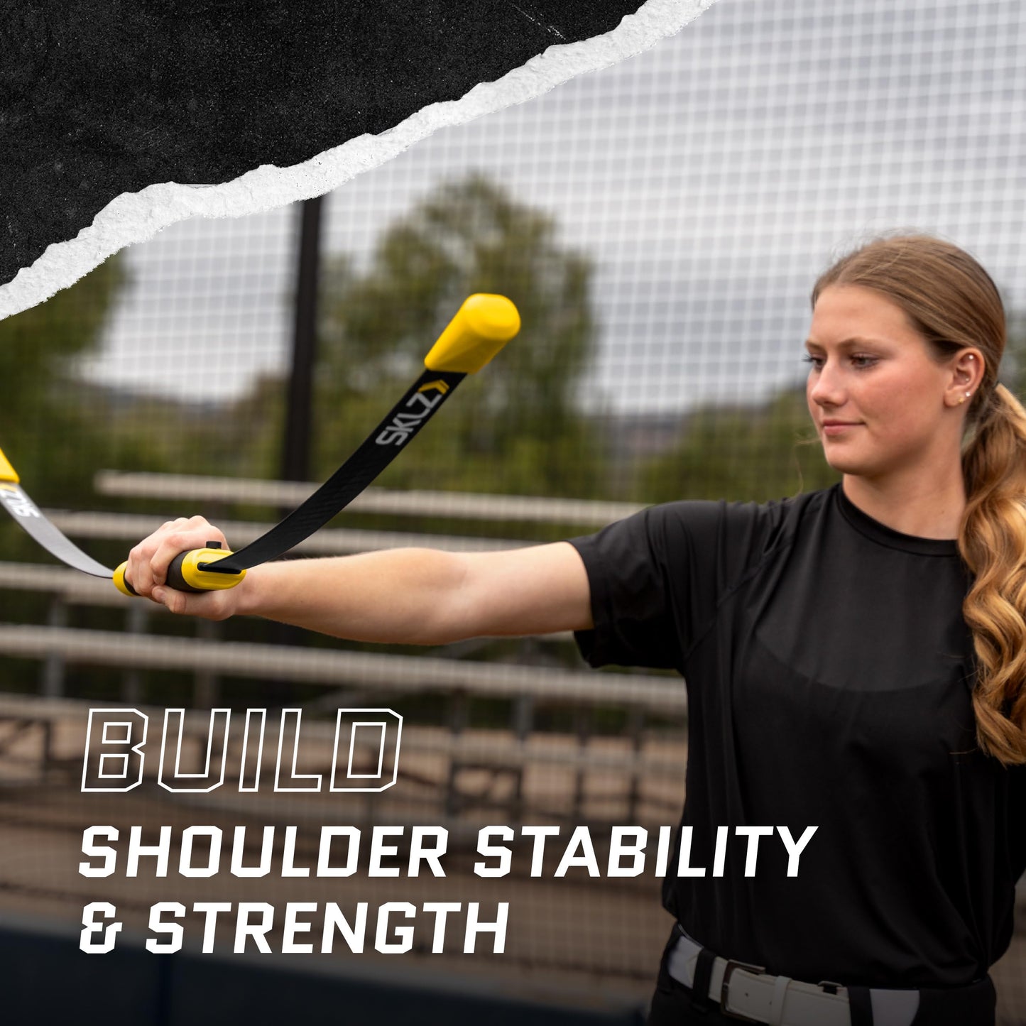 SKLZ Shoulder Bow Dynamic Resistance Training Tool with Fiberglass Blades for Shoulder Stability and Strength – Ergonomic Handle, Portable 3-Piece Design for Easy Transport – Includes Training Guide