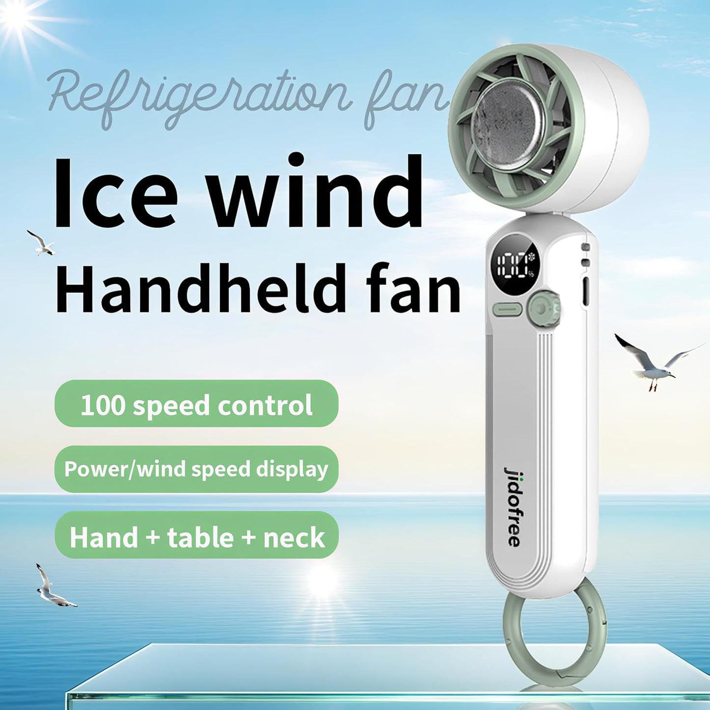 Skiennix Handheld Mini Fan - Portable Rechargeable Turbo Fan with Adjustable Speed & Ice Cooler
