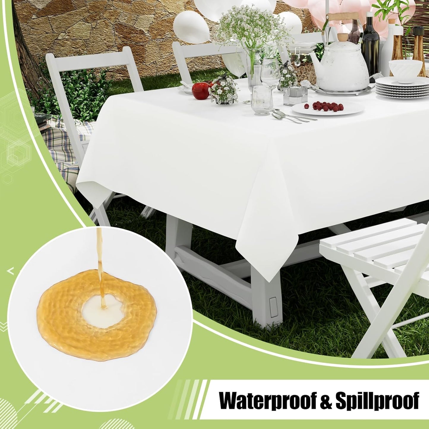Smiry Disposable Table Cloth - Waterproof 54 x 108 Inch Rectangle Tablecovers | 12 Pack, Sturdy & Leakproof, White