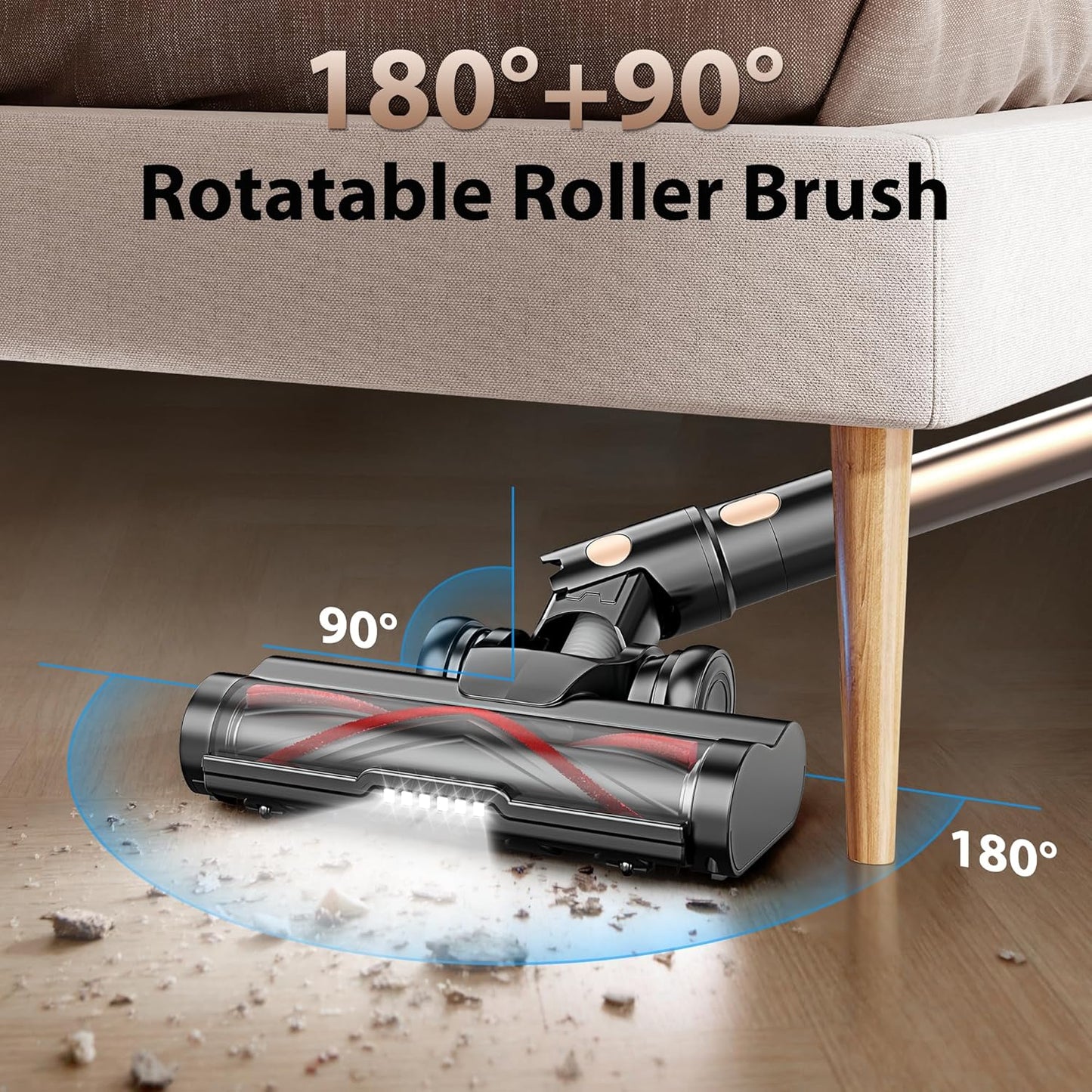 Tikom V850 Cordless Vacuum Cleaner - 50000Pa Suction, 70 Mins Runtime, LED Touch Screen, 1.8L Dust Cup, Lightweight for Pet Hair & Carpets