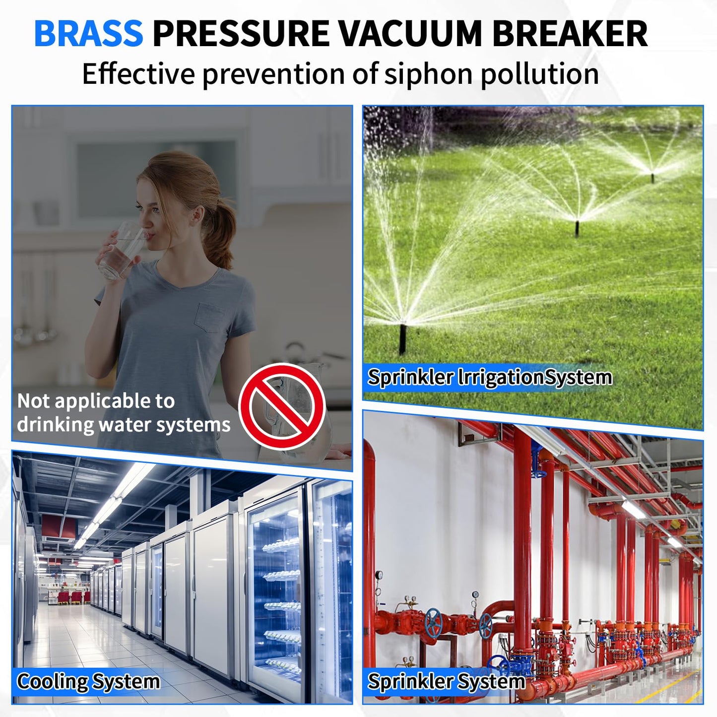 Boltigen 3/4 inch Pressure Vacuum Breaker Assembly for 720A-3/4'' Heavy Duty Brass Sprinkler Backflow Preventer Valve, MAX 400PSI & Anti-Siphon Protection, for Irrigation & Industry Non-Potable System