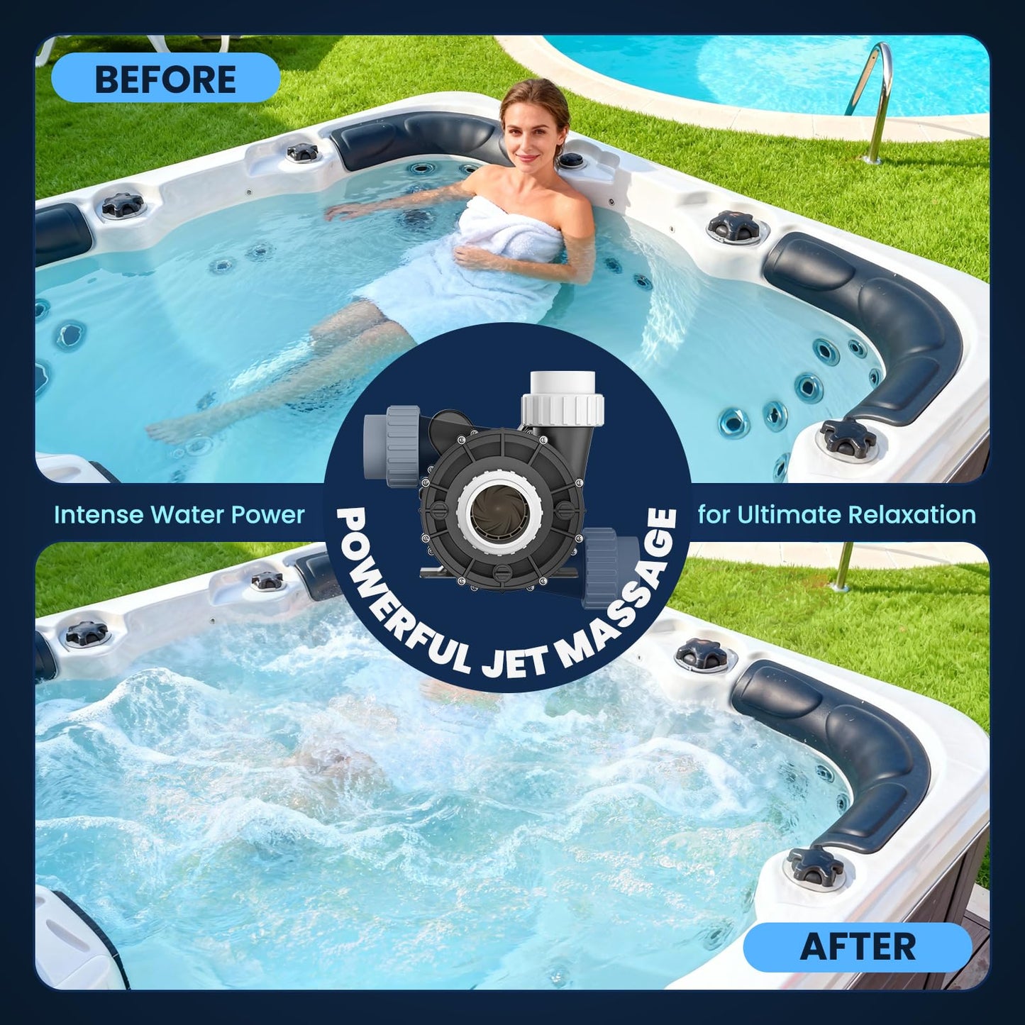 Mxmoonant SPA Pump, 1.5HP 115V Hot Tub Pump 2 Speed SPA Bathtub Motor Pumps 2" Plumbing 48 Frame Motor