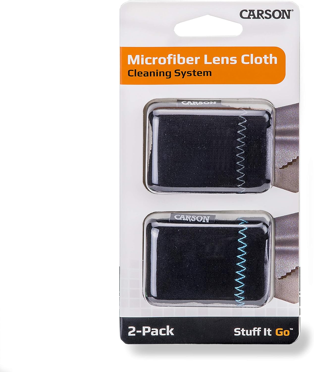 2 Pack (SN-10AM), Carson Stuff-It Go Microfiber Lens Cloth Cleaning System - Black