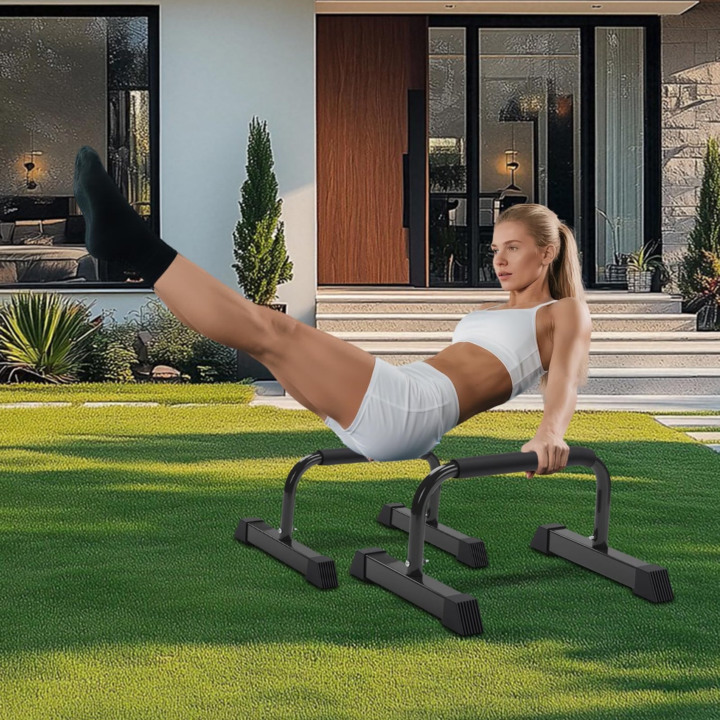 Push Up Bars: Sweat-resistant Parallettes Bar for Handstands L-sit & Dip, No Wobbling Strength Training Pushup Stands for Women Men Workout Core Exercise at Home Floor Gym